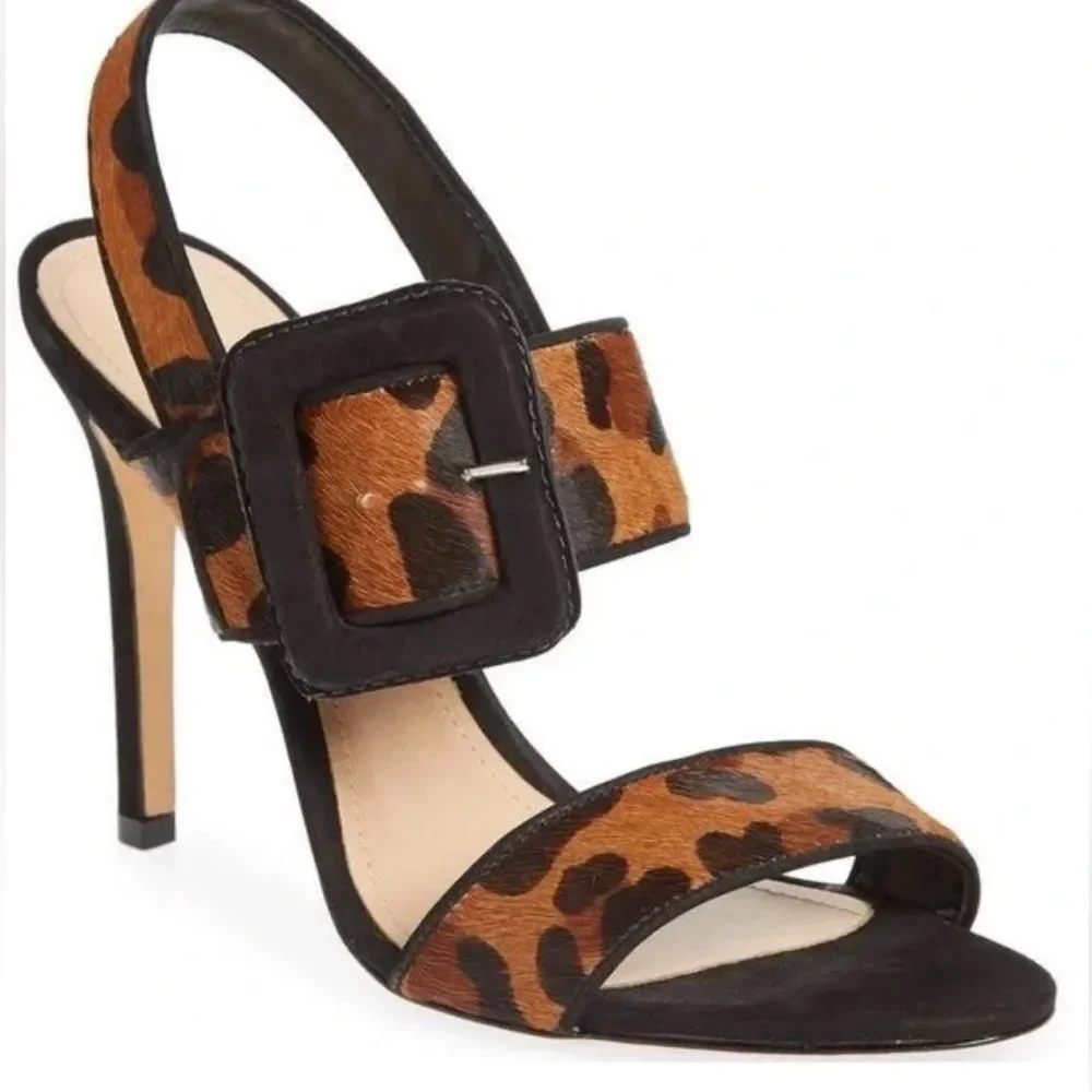 SCHUTZ  Woman's Suede-trimmed leopard-print calf hair sandals‎